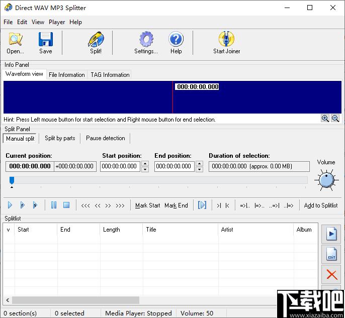 Direct WAV MP3 Splitter下载,音频分割,分割工具