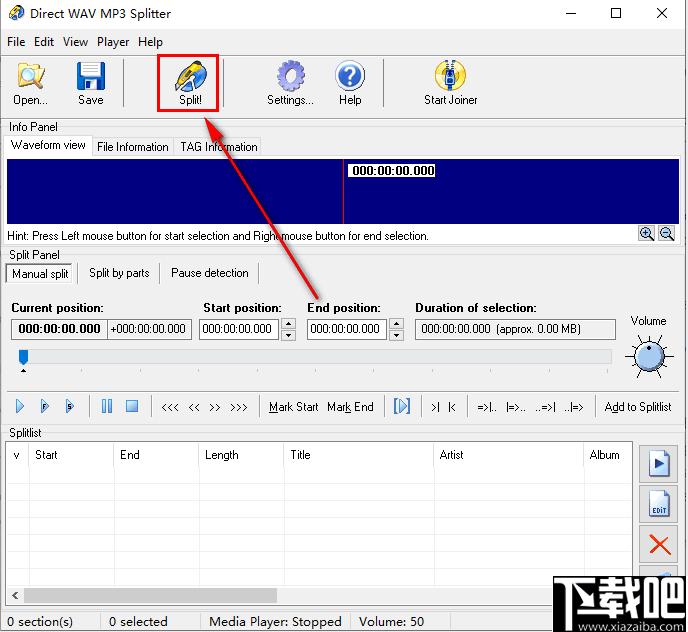 Direct WAV MP3 Splitter下载,音频分割,分割工具
