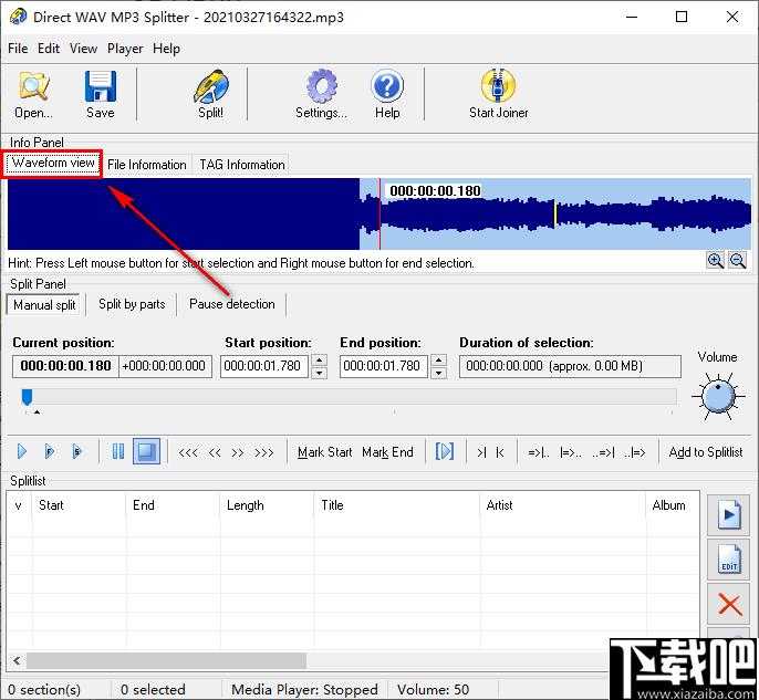 Direct WAV MP3 Splitter下载,音频分割,分割工具