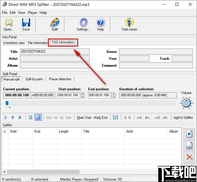 Direct WAV MP3 Splitter下载,音频分割,分割工具