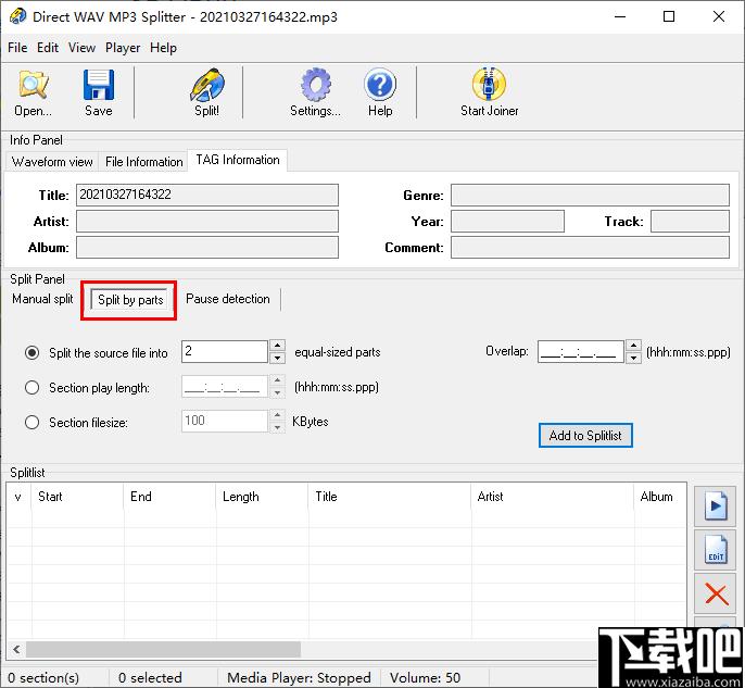 Direct WAV MP3 Splitter下载,音频分割,分割工具